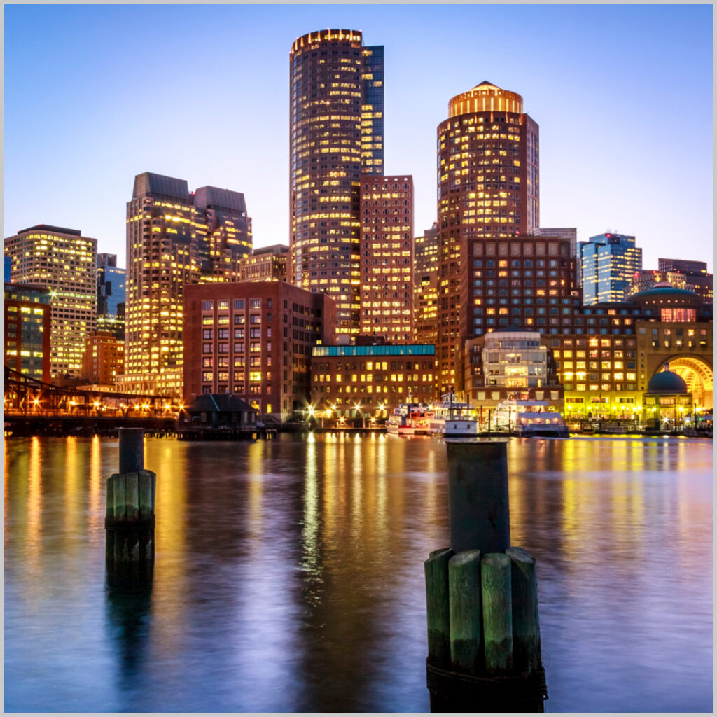 View of the Boston  Massachusetts skyline